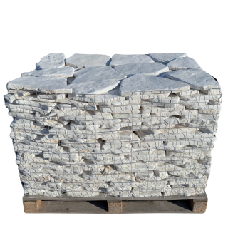 Přírodní vápenec Marina Trani Bianco – nepravidelné tvary, tl. 20–30 mm, povrch ANTIK